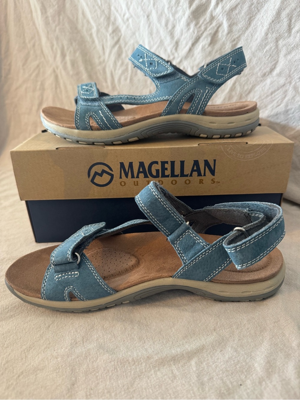 Magellan Outdoors Teal Blue Adjustable Strappy Sandals Women’s Size 10